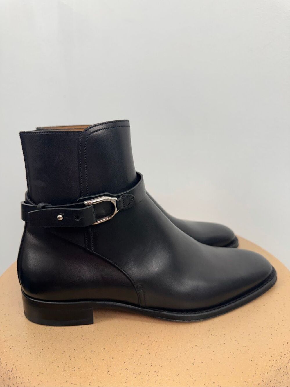 Ralph Lauren Purple Label Women’s Halton Black Burnished Calf Leather Ankle Boot - Picture 2 of 13